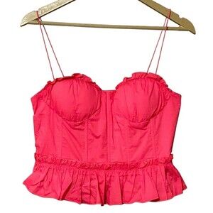 Hyacinth House Dylan Women's M Watermelon Pink Sweetheart Bustier Peplum Top NWT